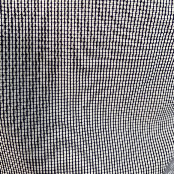 AGNÈS B. Size 38 Navy White Gingham Cotton Button Down Collar Short Sleeve Shirt - Picture 6 of 8